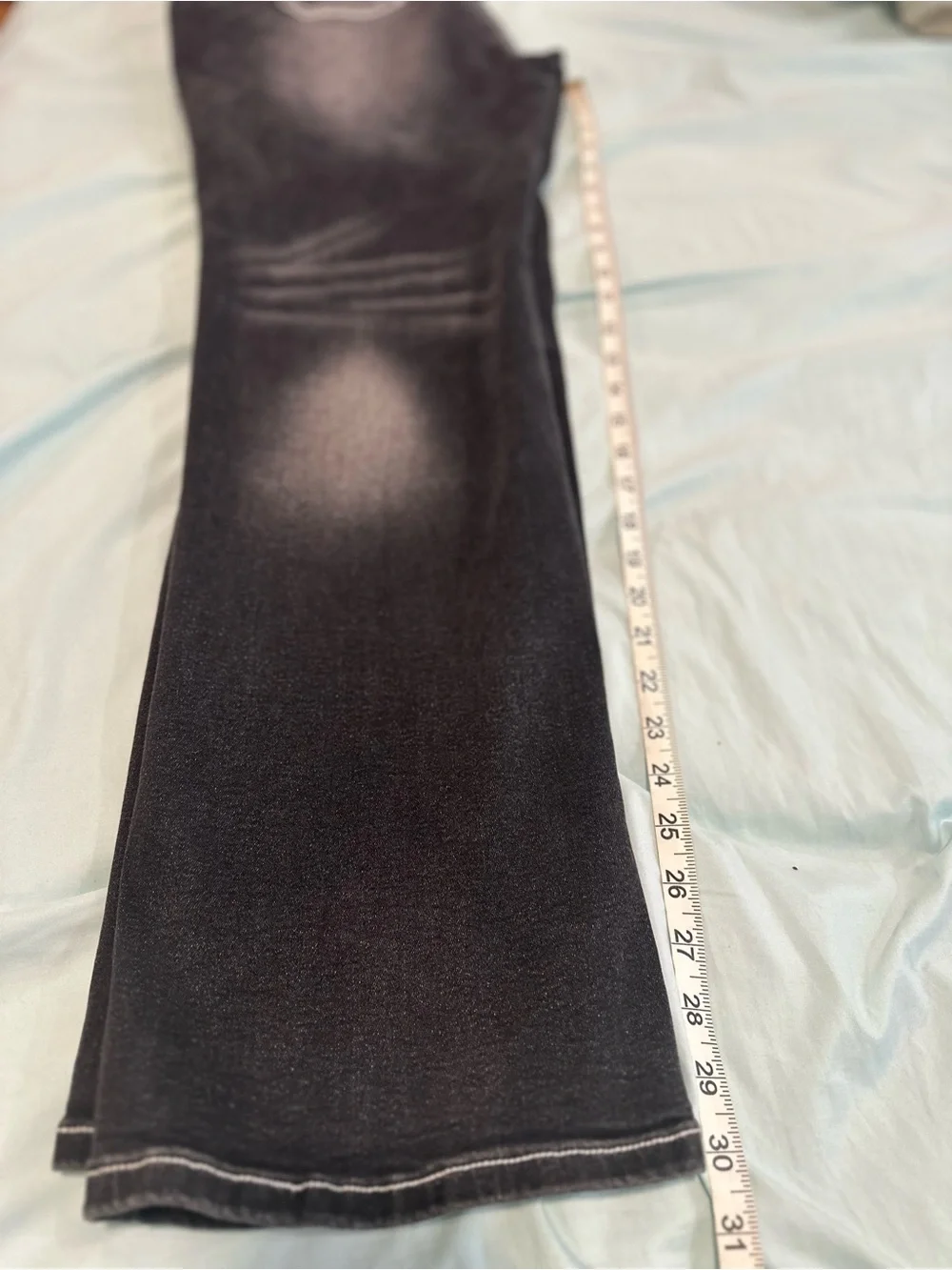 Flamingals black distressed Y2K style jeans Sz:2XL Straight Leg white stitching.